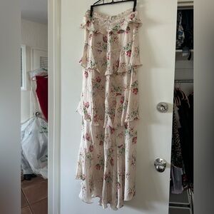 VILSHENKO Floral Ruffle Maxi Skirt